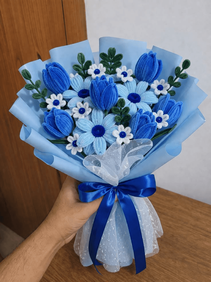 Blue Bloom Bliss β Handmade Flower Bouquet π | Ever Bloom - Image 1